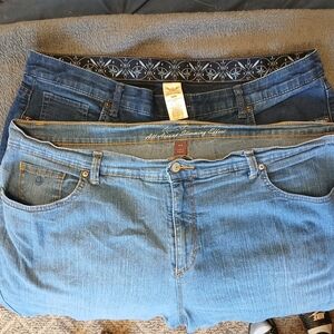 18W Women's Capri Jeans - Dark and Light Blue